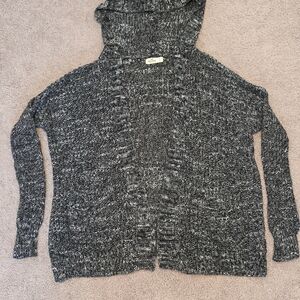 Hollister Women's Charcoal Knit Hooded Cardigan Size Small